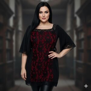 Dare Fashion Elegance Top in Wine 3X 18 20